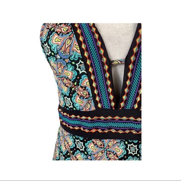 Nanette Lepore Paloma Goddess Black & Multi Color Embroidered One Piece Swimsuit - Picture 6 of 10